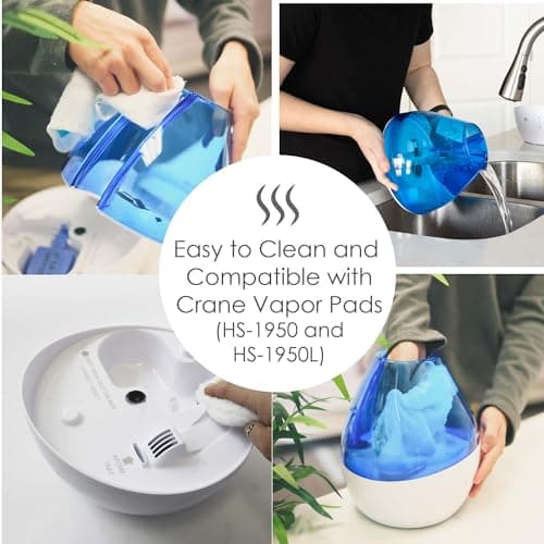 Crane 4-in-1 Drop 2.0 Ultrasonic Cool Mist Humidifier with Sound Machine, Night Light, Aroma Tray, 1 Gallon Top Fill, Blue & White 6