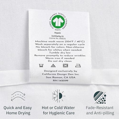 California Design Den 100% Organic Cotton Pillow Cases Queen/Standard Set of 2, Soft & Crisp Percale Weave Cotton Pillowcases (Bright White) 6