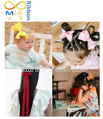 Midi Ribbon Grosgrain Ribbon 1 inch Ribbon 20 Solid Color Assortment, 1" X 2 Yard Each, Total 40 Yds Per Package, Thin Grosgrain Thick Fabric Ribbons for Crafts, Hair Bow Supplies 5