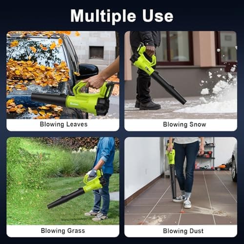 SUNCHERS Leaf Blower Cordless with 2 Batteries and Charger, Electric Battery Powered Cordless Leaf Blower, Portable Lightweight Handhold Blowers for Blowing Leaves, Patio Cleaning, Lawn Care and Dust 5
