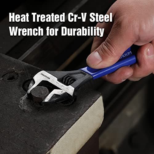 WORKPRO 6-Inch Adjustable Wrench, Wide Jaw Cr-V Steel Black Oxide Finish, for Medium-Size Bolts (M6–M16), Metric & SAE Scales, for Home, Garage, DIY & Workshop Use 6