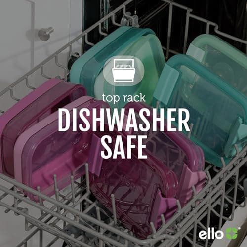 Ello 2-Pack Lunch Stack Plastic Food Storage Container Bento Box with Airtight, Leak-Proof Locking Plastic Lids and Silicone Base, BPA-Free, Freezer, Microwave, and Dishwasher Safe, Raspberry 4