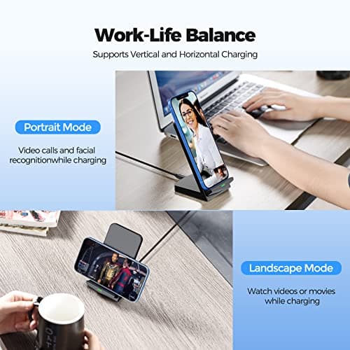 Wireless Charger [2 Pack],15W Fast Wireless Charging Stand,Wireless Charger Compatible with iPhone 15/15 Plus/15 Pro Max/14/13/12 /11Pro Max/XR/XS/X/8 Plus,Galaxy S23/S22/S21/S20 Note 20/10,Google,etc 6