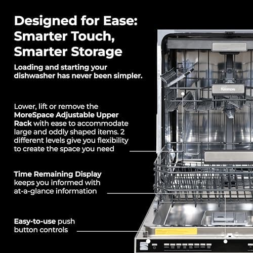 Kenmore 24" Built-In Dishwasher - UltraWash Plus, SmartWash, Accela Wash, Sani Rinse, TurboDry, and Removable Third Rack - 15 Place Settings - 49 DBA - ENERGY STAR Certified - Stainless Steel 5
