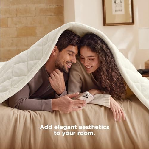 Bedsure Electric Blanket King Size - Dual Control Heated Weighted Blanket King with 10 Heat Settings, Fast Heating with 10 Time Settings (100x90 inches, Ivory) 7