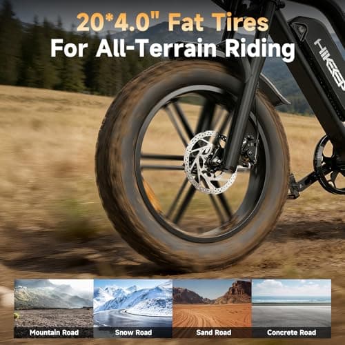 HiKeep Electric Bike for Adults - 1500W Peak Motor, 48V15.6Ah Battery, 28MPH Fat Tire Ebike with Dual Suspension, 20 × 4.0 Inch All-Terrain Tires, Dual Mechanical Disc Brake, Safety Tested to UL 2849 4