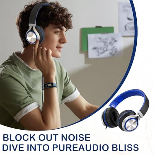 yoygerty Upgraded USB Type C Wired Headphones, Foldable Over-Ear Headphones with Mic and Volume Control, Hi-Fi Stereo Sound for Adults/Teens/Toddlers/Tablets/Travel(Blue) 7