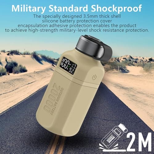 aswayke 20,000mAh Rugged Power Bank with Fast Charge USB-C PD, IP68 Waterproof Shockproof, Includes 420lm Bright Camping Lantern, Tactical Outdoor Charger for Hiking Camping Survival Emergency (Brown) 7