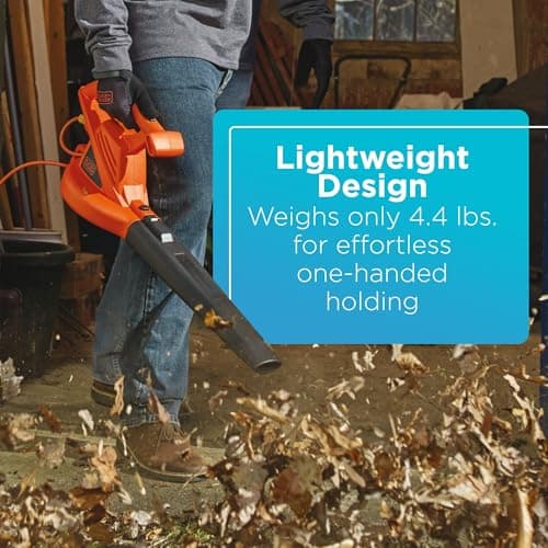 BLACK+DECKER Electric Leaf Blower, Handheld Blowers for Lawn Care, Lightweight, 180 MPH 180 CFM, 7-Amp, Corded (LB700) 5