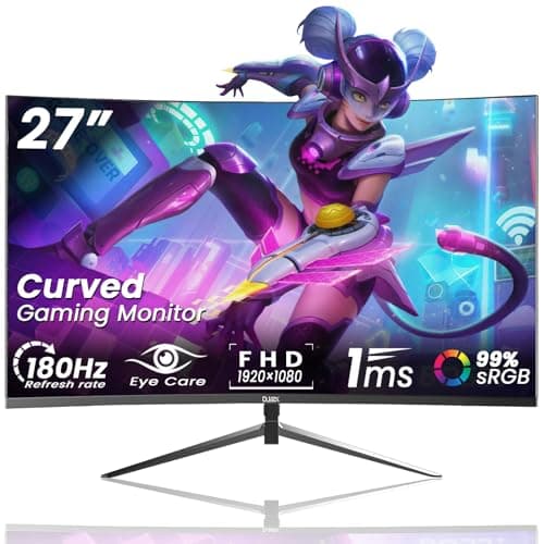 DJiEX 27 Inch Curved Gaming Monitor FHD 1080p 180Hz, 1800R Curvature, 3ms Response Time, AMD FreeSync,Support VESA, DP, HDMI Port VA Screen for Gaming Home Office