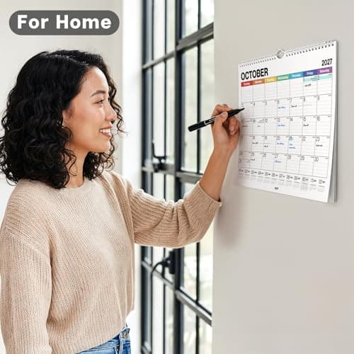 Dunwell 12x15 Wall Academic Calendar 2026-2027 (Colorful), Use July 2026 to December 2027, Large Lined 12 x 15 Monthly Hanging Calendar, Professional Styling for Home Office or School, Premium Paper 6