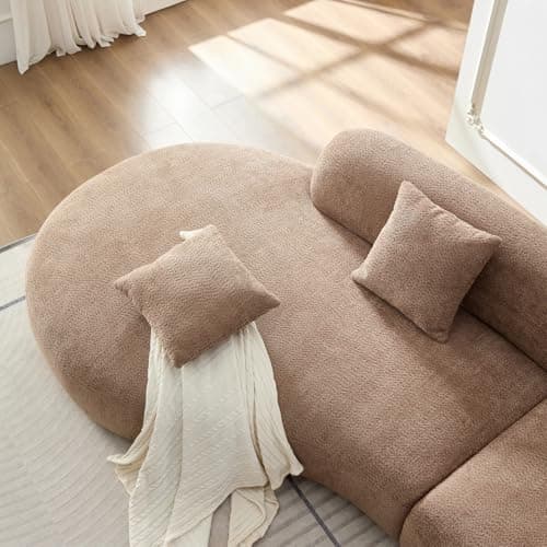 YOPENG 135.4" Curved Sofa Modern Couch, Luxury Couch Camel, Oversized Comfy Boucle Curve Sofas, Minimalist Deep Couch, Modular Sectional Couches for Living Room Apartment Offce, Left Facing 6