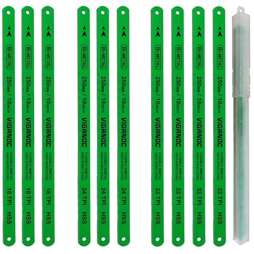 Viganoc 10" Hacksaw Replacement Blades Set, Bi-Metal High Speed Steel Hack Saw Blade Sets - 18T - 24T - 32T HSS Saw Blades, 10 Pack