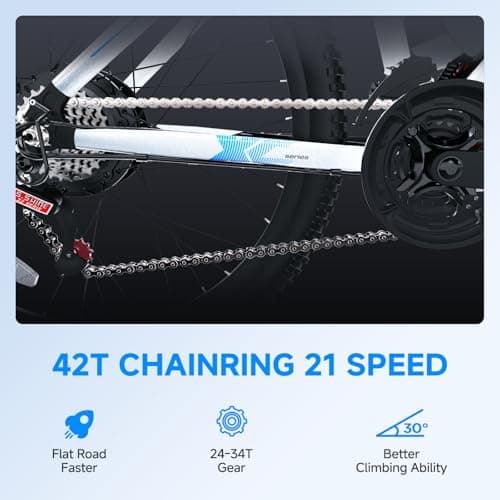 Totem Electric Bike for Adults, 750W Peak 26" Ebike for Men Women Teens with 375WH, 21 Speed, 20Mph, Up to 40Miles Front Suspension, Commuting E-Bike Mountain Bicycle 7