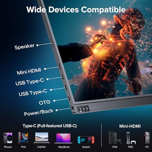 UPERFECT Portable Monitor 2K 144Hz 16.1", Portable Gaming Monitor for Laptop 2560x1440P QHD FreeSync HDR Ultra Slim, External Second Screen for PC Phone Game Console with Cover Stand 7