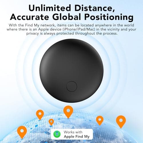Air Tracker Tags4-Pack, Item Finders Work for Apple Find My APP(iOS Only) Tracker Tags for Keys, Luggage, Backpack etc,Replaceable Battery Last 1 Year, IP67 Waterproof Smart Tag with Holder Keychain 6