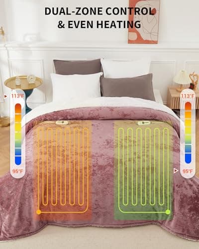 GarveeHome King Size Electric Blanket with Dual Control, Pink Heated Blanket King, Velvet Soft Cozy Heating Blankets, 4 Heat Settings & 10H Auto Off, Machine Washable, ETL Certified, 90" x 100" 4
