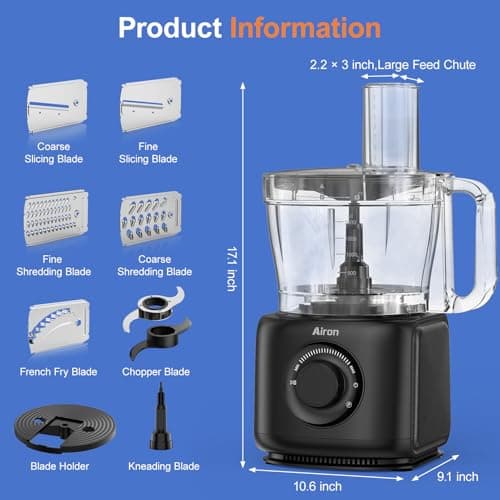 7-in-1 Professional Food Processor, 1000W Powerful Electric Vegetable Chopper, 14-Cup XL Bowl, Large Feed Chute, Cheese Shredding, Meat Chopping, Shredding and Slicing, Mixing and Doughing 9