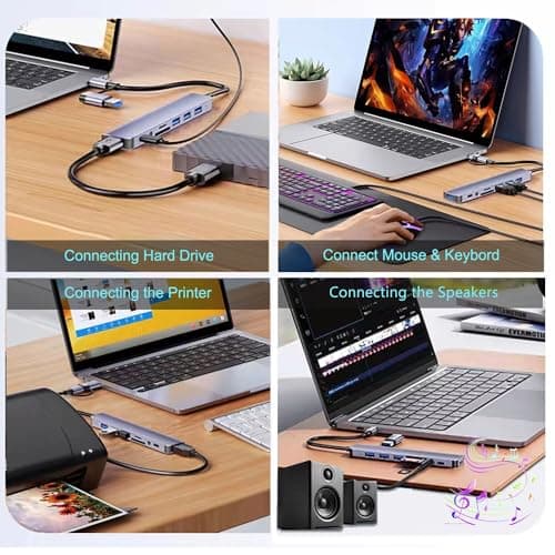 USB C Hub USB Hub 3.0, VIENON Aluminum 8 in 1 USB Extender with SD/TF Card Reader, 3.5mm Aux Headphone Jack for MacBook Pro Air and More PC/Laptop/Tablet Devices 7
