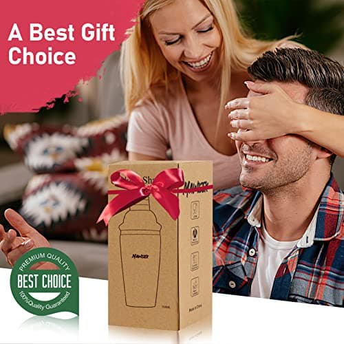 Cocktail Shaker 24oz Martini Shaker Drink Shaker Bar tools with Built-In Strainer for Bartender, Professional 18/8 Stainless Steel Margarita Mixer for Mixed Drinks 7