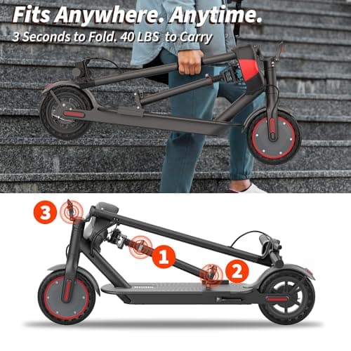 Folding Electric Scooter for Adults with Seat- 19MPH & 21-Mile Range, 350W Motor, 8.5" Solid Tires with App Control & Dual Brake System - UL2272 Certified Commuter E-Scooter 7