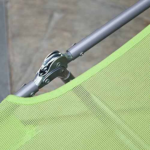Outsunny Folding Chaise Lounge Pool Chairs, Outdoor Sun Tanning Chairs with Pillow, Reclining Back, Steel Frame & Breathable Mesh for Beach, Yard, Patio, Green 9