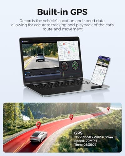AZDOME M300S 4K Dash Cam with 5.8G WiFi 64GB SD Card, 170° Dash Cam Front and Rear GPS Voice Control WDR Night Vision G-Sensor 24H Parking Monitor, Easy to Install, Max Up Support to 256GB 8
