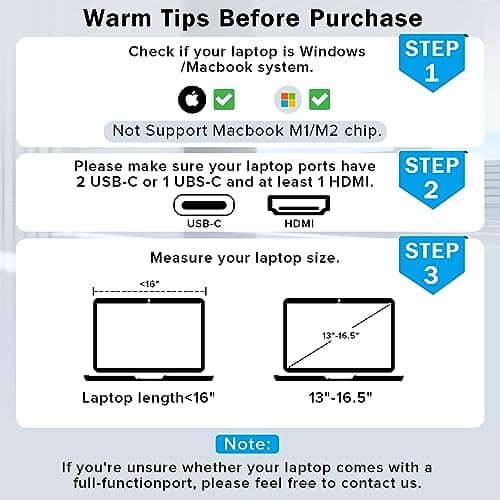 CopGain Laptop Screen Extender - 14 Inch 1080p FHD IPS Triple Portable Monitor for 13-17.3 Inch Laptops - Plug and Play Type-C/HDMI for Windows, Mac 9