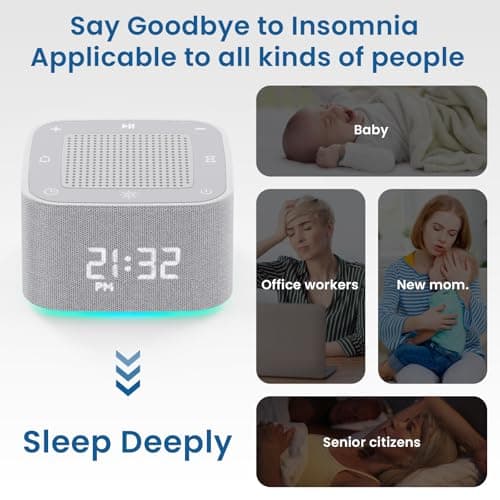 Sound Machine Alarm Clock, 32 Soothing Sounds, Night Lights Bluetooth Speaker, App Control White Noise Machine with Dimmable Clock, Noise Machine for Baby, Kids, Teens, Adult, Best Birthday Gift Ideas 6