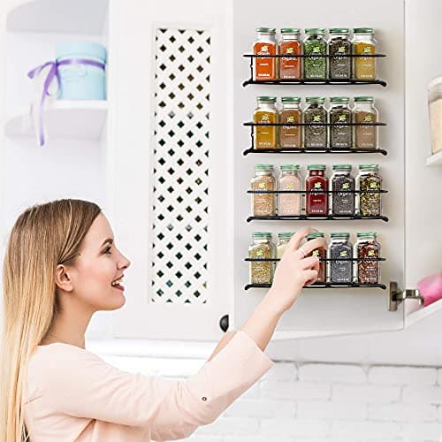 ZICOTO Space Saving Spice Rack Organizer for Cabinets or Wall Mounts - Easy To Install Set of 4 Hanging Racks - Perfect Seasoning Organizer For Your Kitchen Cabinet, Cupboard or Pantry Door 8