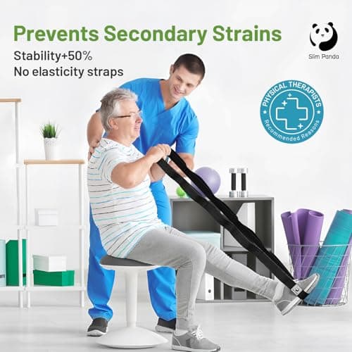 Slim Panda Stretching Strap with Loops, 10 Loops Yoga Strap for Stretching, Non-Elastic Stretch Strap with Exercise Guide Book for Pilates, Leg Stretch, Physical Therapy, Flexibility, Gymnastics 5