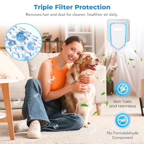 Air Ionizers Plug In Negative Ion Air Purifiers Quiet Air Freshener for Home Bedroom Office Basement - Portable Mini Air Cleaner Odor, Smoke, Dust, Pet Smell (2, White) 5