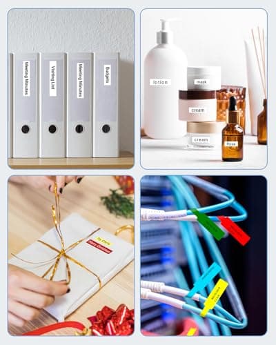 Memoqueen Label Maker, Label Maker Waterproof-Labels,Rechargeable Bluetooth Labeler with Backlit LCD, Multi-Symbol Icon Style Template Desktop Label Machine Widely Used in Office, Home,School 7