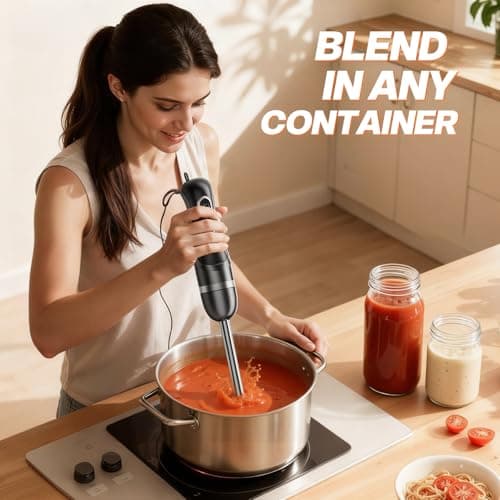 Immersion Blender Handheld, Corded Electric Blenders Portable Stick Mixer with 2 Mixing Speed and Stainless Steel Blades Emulsifier for Effortless Blending Soup, Smoothies, Puree or Baby Food 7