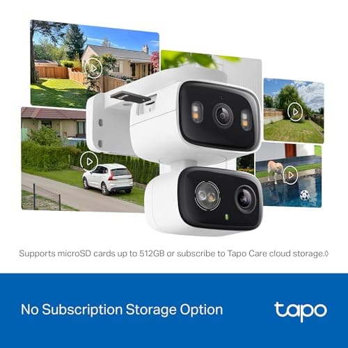Tapo 2K Indoor/Outdoor Dual Lens Pan/Tilt Wired Security Camera - 125° Wide-Angle View + 6mm Zoom, Motion Track, Person/Vehicle Detection, Subscription-Free Local Storage or Optional Cloud, C246D 8