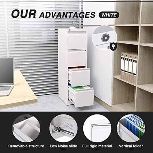 JAORD 4 Drawer File Cabinet with Lock, 17/'' Deep Narrow Cabinet,Metal Vertical Storage for Home and Office…, ZY-EJ-EC-N-B 5