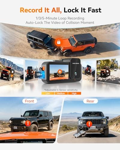 WOLFBOX X5 3 Channel 4K HDR Dash Cam, STARVIS 2 IMX678 8MP Night Vision, 4K+2.5K+1080P Front and Rear Inside Car Camera with 128GB Card and GPS, Support Voice Control, Touch Screen and 5.8GHz WiFi 7