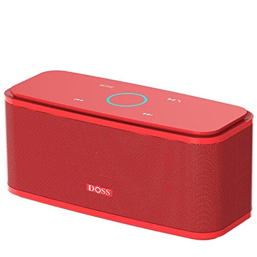 DOSS SoundBox Touch Wireless Bluetooth Speaker-12W HD Sound with Rich Bass, IPX5 Waterproof, 20H Playtime, Handsfree, for Gatherings, Home, Office, Outdoor, Travel-Red