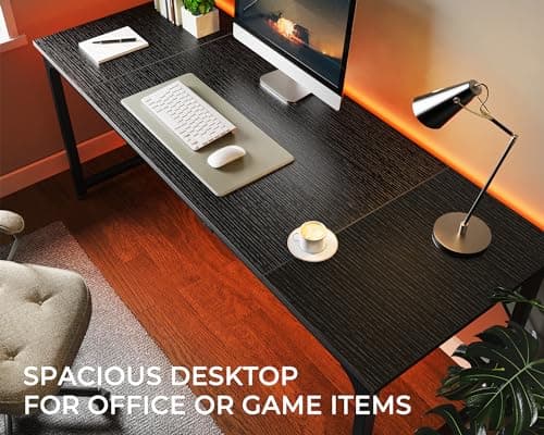 Huuger Computer Desk, 70 Inch Office Desk, Gaming Desk with Storage, Writing Desk Work Desk for Home Office, Study, Long Simple Desk, Large Legroom, Metal Frame, Black 5