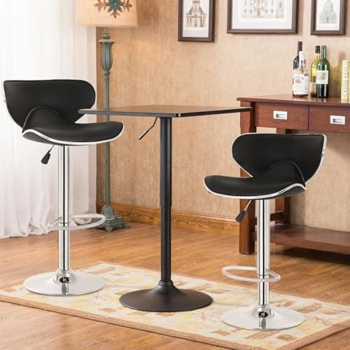 BestOffice Bar Stools Set of 2, Counter Height Adjustable Bar Stools with Back Bar Stool PU Leather Swivel Bar Stool Kitchen Counter Bar Stools Dining Chairs 4