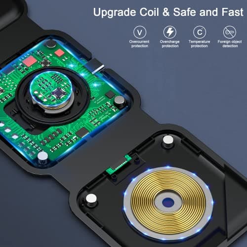 Wireless Charger 3 in 1,RTOPS Magnetic Travel Wireless Charging Station Multiple Devices,GaN 3 in 1 Charging Station,Compatible for iPhone16/15/14/13/Pro/Max,iWatch,AirPods4/3/2/Pro(Adapter Includes) 5