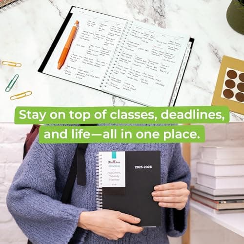 WallDeca Academic Planner 2025-2026, Daily, Weekly & Monthly Planner, July 2025 - June 2026, Student Notes Pages, Twin-Wire Binding Day and Weekly Agenda for School & Work (8 x 6-Inches, Black) 7