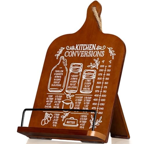 Indirewash Kitchen Conversion Chart Cookbook Stand, Recipe Holder for Kitchen Counter, Cookbook Holder Stand, Unique Gifts for Women, Bworn Color