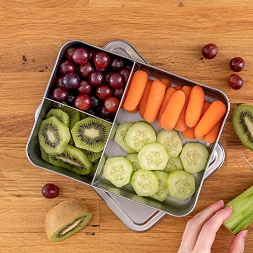 WeeSprout 18/8 Stainless Steel Bento Box (Compact Lunch Box) - 3 Compartment Metal Lunch Containers, for Kids & Adults, Bonus Dip Container, Fits in Lunch Bag & Backpack 5
