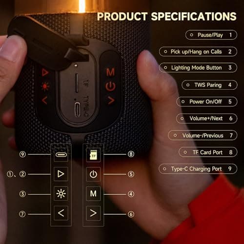 AUGE LIGHT Bluetooth Speaker Lamp, Wireless Bluetooth Speaker with Minimalist Table Lamp, TF-Card Input, Bluetooth 5.3, TWS Paring, for Home Party 6