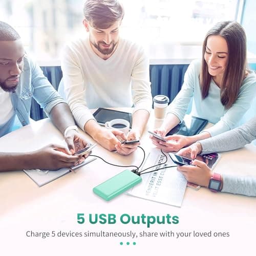 Portable Charger 38800mAh,LCD Display Power Bank,5 USB Outputs Battery Pack Backup, USB-C 3A in&out Travel Essential Portable Phone Charger For iPhone 17/16/15/14/13 Pro,Android Samsung Galaxy-Green 7