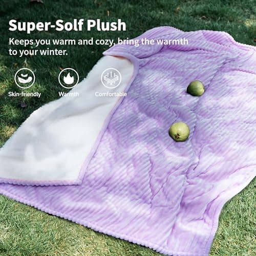 Texciting Heated Blanket Electric Blanket Throw 50”X60”-Heating Throw with 5 Heat Settings-3 Hours Auto Off,ETL Certified,Machine Washable (Purple) 5