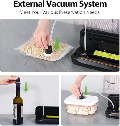 Automatic Food Vacuum Sealer Machine | Beelicious Pro 80KPa 8-In-1 Food Vacuum Saver with Starter Kits | 15 Bags, Pulse Function, Moist&Dry Mode 6