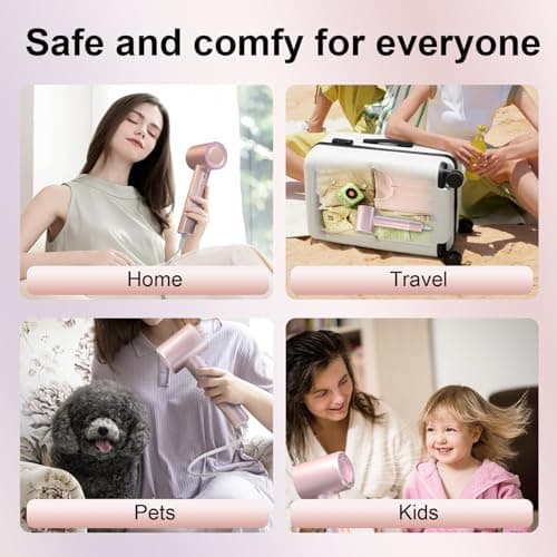 Hair Dryer, XSOOH 160000 RPM Small High-Speed Brushless Motor Travel Portable Blow Dryer for Curly Straightener Hair, Professional Quiet Negative Ionic Hair Dryer Nozzle 7