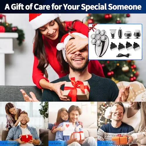 Head Shavers for Bald Men, Electric Razor, IPX8 Waterproof Dry/Wet Bald Head Shaver with 10000 RPM High-Speed Motor, Rechargeable Head Razor with LED Display, USB-C Cable, Perfect for Home & Travel 6